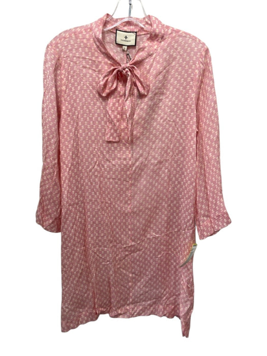Tuckernuck Size S Pink, White, Yellow Viscose 3/4 Bell Sleeve Floral Print Dress Pink, White, Yellow / S