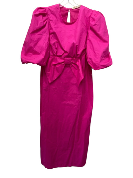 Adriana Degreas Size M Hot pink Cotton Short Puff Sleeve Bow Detail Gown Hot pink / M