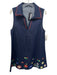 Maison Amani Size L Dark Wash Cotton Denim Sleeveless Floral Embroidery Dress Dark Wash / L