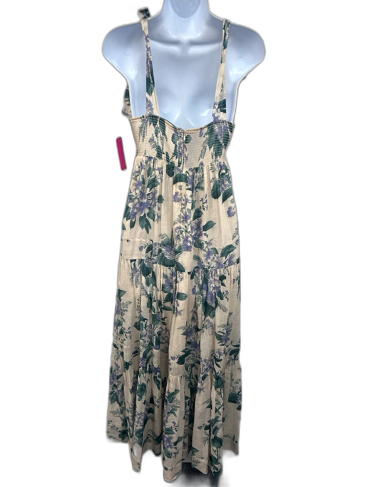 Zimmermann Size 2 Beige, Green & Purple Cotton Floral tie strap Tiered Dress Beige, Green & Purple / 2