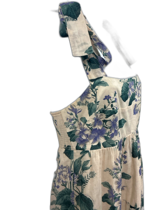 Zimmermann Size 2 Beige, Green & Purple Cotton Floral tie strap Tiered Dress Beige, Green & Purple / 2