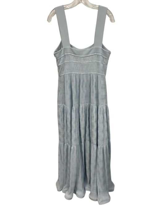 Jonathan Simkhai Size 8 Light Blue Polyester & Acetate Pleat Detail Tiered Dress Light Blue / 8