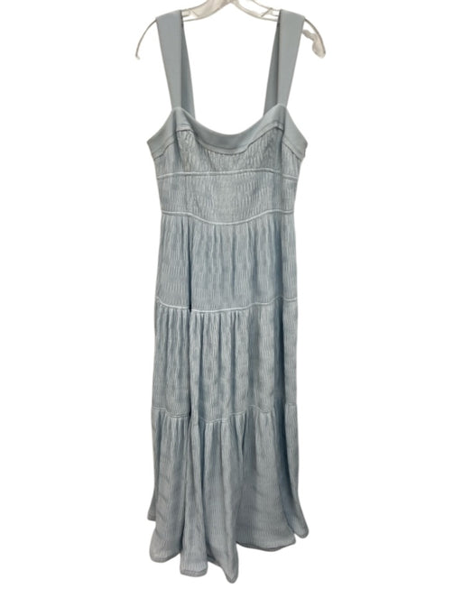 Jonathan Simkhai Size 8 Light Blue Polyester & Acetate Pleat Detail Tiered Dress Light Blue / 8
