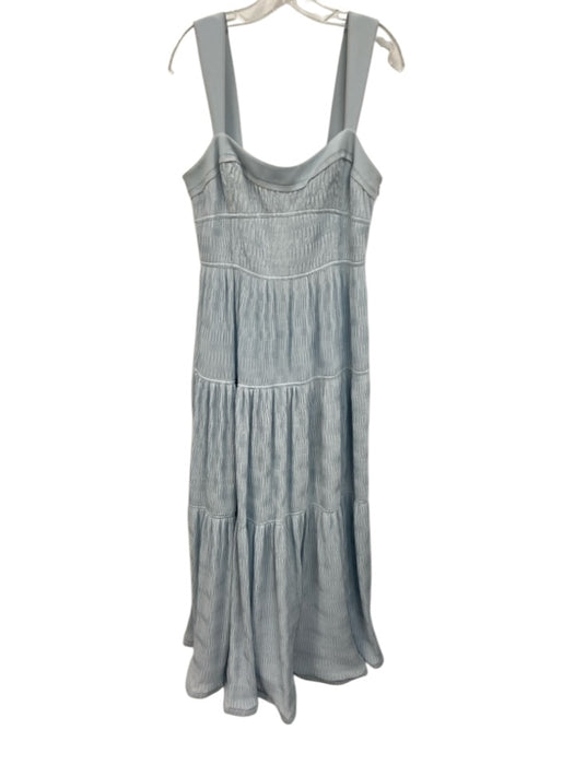 Jonathan Simkhai Size 8 Light Blue Polyester & Acetate Pleat Detail Tiered Dress Light Blue / 8