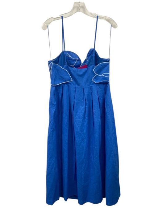 English Factory Size M Blue Linen & Cotton Embroidered Detail Flower Midi Dress Blue / M