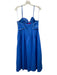 English Factory Size M Blue Linen & Cotton Embroidered Detail Flower Midi Dress Blue / M