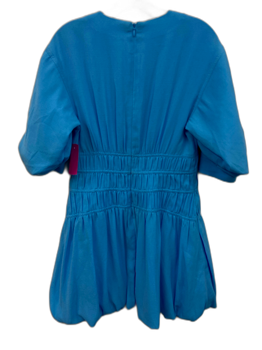 Jonathan Simkhai Size S / 6 Sky Blue Polyester Short Puff Sleeve V Neck Dress Sky Blue / S / 6