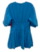 Jonathan Simkhai Size S / 6 Sky Blue Polyester Short Puff Sleeve V Neck Dress Sky Blue / S / 6