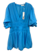 Jonathan Simkhai Size S / 6 Sky Blue Polyester Short Puff Sleeve V Neck Dress Sky Blue / S / 6