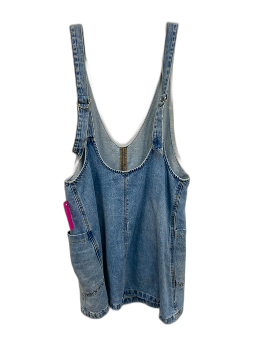We The Free Size S Light Blue Cotton Denim Adjustable Straps Patch Pocket Dress Light Blue / S