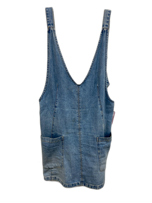 We The Free Size S Light Blue Cotton Denim Adjustable Straps Patch Pocket Dress Light Blue / S