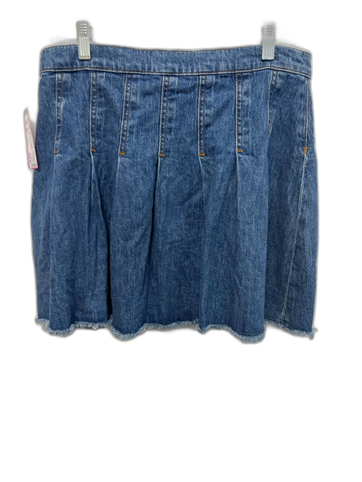 Triarchy Size 29 Blue Cotton Blend Denim Pleat Detail Raw Hem Mini Skirt Blue / 29