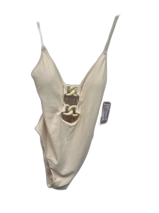 Sanctuary Size S Sand Beige Nylon Blend Textured One Piece Lace Up Back Swimsuit Sand Beige / S