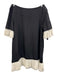 Cinq a Sept Size M Black & White Triacetate Blend Pleated Trim Scoop Neck Dress Black & White / M