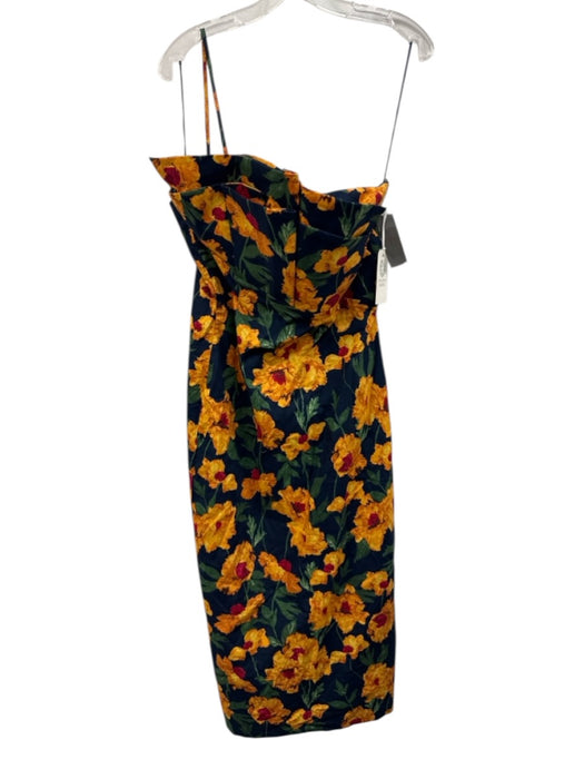 Hyacinth House Size M navy blue, orange, green Cotton Floral Midi Dress navy blue, orange, green / M