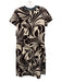 La Double J Size M Brown & Cream Cotton Abstract Short Sleeve Knee length Dress Brown & Cream / M