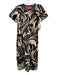 La Double J Size M Brown & Cream Cotton Abstract Short Sleeve Knee length Dress Brown & Cream / M