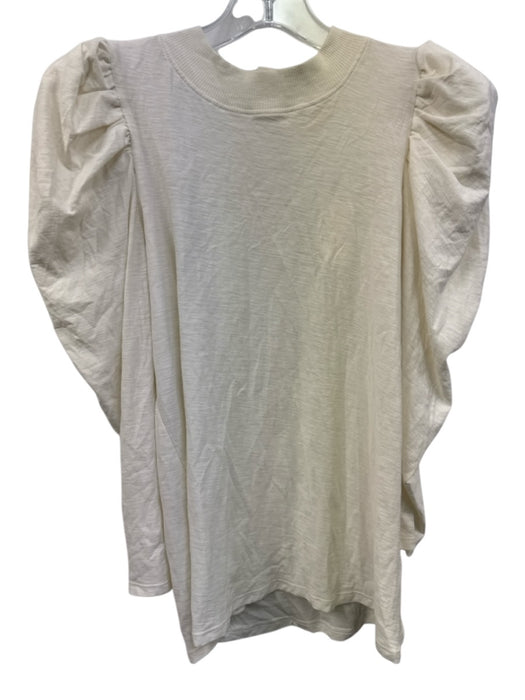 Nation Size S Cream Pima Cotton Puff Shoulder Long Sleeve Henley Top Cream / S
