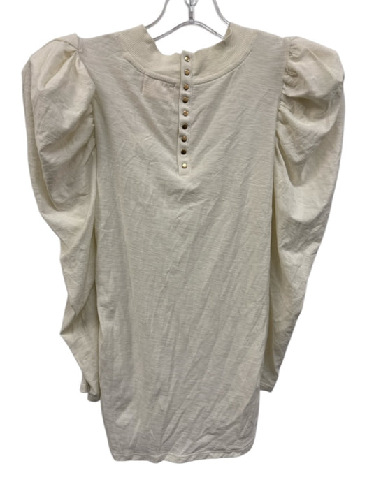 Nation Size S Cream Pima Cotton Puff Shoulder Long Sleeve Henley Top Cream / S