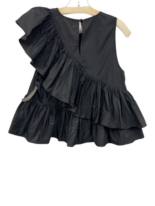 Cinq a Sept Size S Black Polyester Ruffle Sleeveless Top Black / S