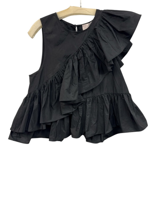 Cinq a Sept Size S Black Polyester Ruffle Sleeveless Top Black / S