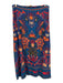 Farm Rio Size M Blue, Red, Green Viscose Botanical Side Zip Midi Skirt Blue, Red, Green / M