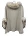 Dolce Cabo Size S/M Beige & Cream Polyester Blend Racoon Trim Poncho Sweater Beige & Cream / S/M
