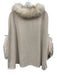 Dolce Cabo Size S/M Beige & Cream Polyester Blend Racoon Trim Poncho Sweater Beige & Cream / S/M