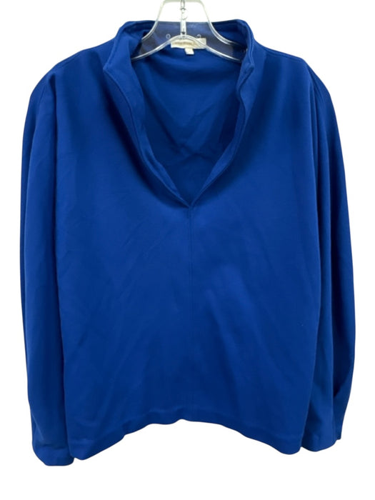 Ann Mashburn Size S Cobalt Blue Viscose Blend notched collar Split Hem Top Cobalt Blue / S
