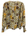 Rebecca Taylor Size S Green, Yellow, Brown Polyester shirred detail Tie Neck Top Green, Yellow, Brown / S