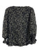 Tuckernuck Size S Black & Silver Polyester Metallic Thread Applique V Neck Top Black & Silver / S