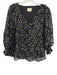 Tuckernuck Size S Black & Silver Polyester Metallic Thread Applique V Neck Top Black & Silver / S
