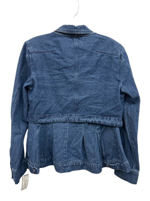 Benaar Blue Cotton Blend Denim Peplum Cropped Vest Jacket Set Blue / S