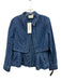 Benaar Blue Cotton Blend Denim Peplum Cropped Vest Jacket Set Blue / S