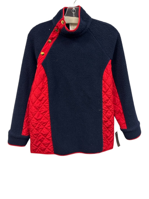 Sail To Sable Size M Navy Blue & Red Polyester Fleece Quilted Trim Sweater Navy Blue & Red / M