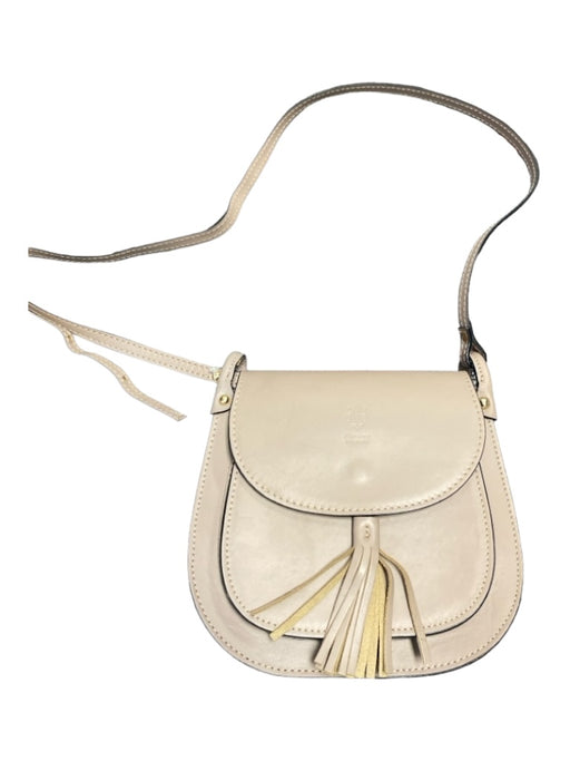 No Brand Taupe Leather Flap Top Crossbody Italian Florence Structured Bag Taupe