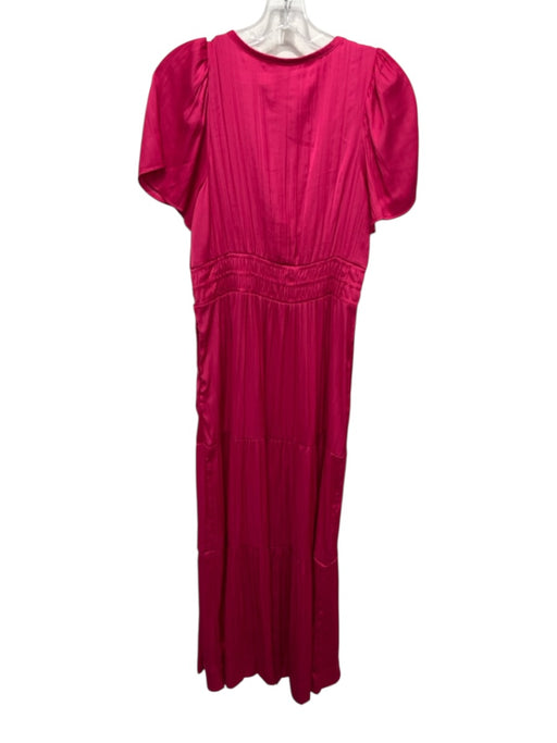 By Anthropologie Size S Hot pink Polyester V Neck Short Sleeve Satin Dress Hot pink / S