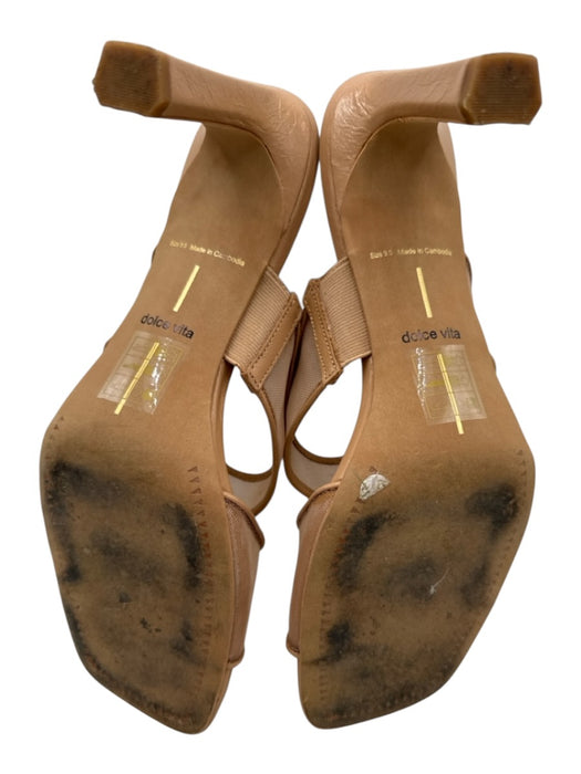 Dolce Vita Shoe Size Est 7 Tan Leather Mesh Open Toe Square Toe Sandals Tan / Est 7