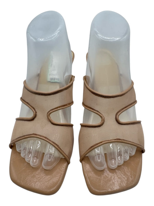 Dolce Vita Shoe Size Est 7 Tan Leather Mesh Open Toe Square Toe Sandals Tan / Est 7