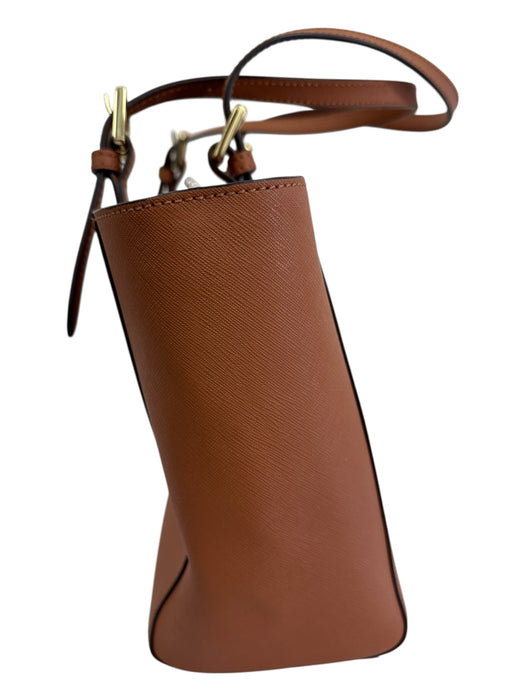 Tory Burch Brown Coated Leather Shoulder Straps Zip Pocket Bag Brown