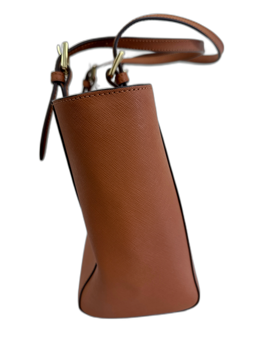 Tory Burch Brown Coated Leather Shoulder Straps Zip Pocket Bag Brown