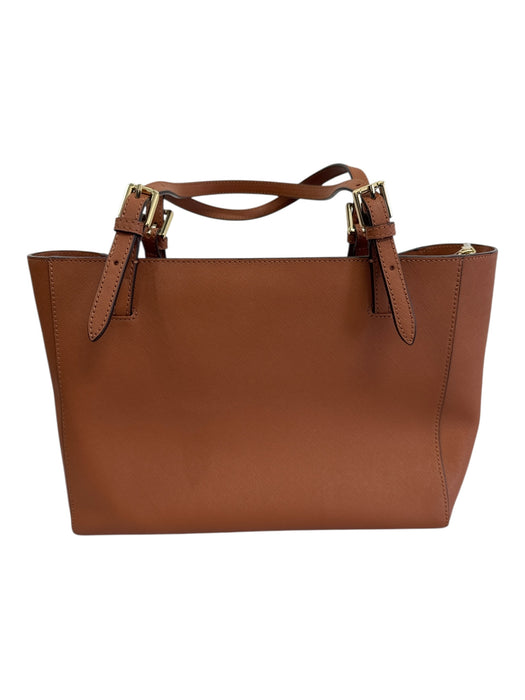 Tory Burch Brown Coated Leather Shoulder Straps Zip Pocket Bag Brown