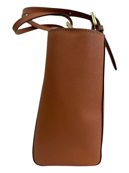 Tory Burch Brown Coated Leather Shoulder Straps Zip Pocket Bag Brown