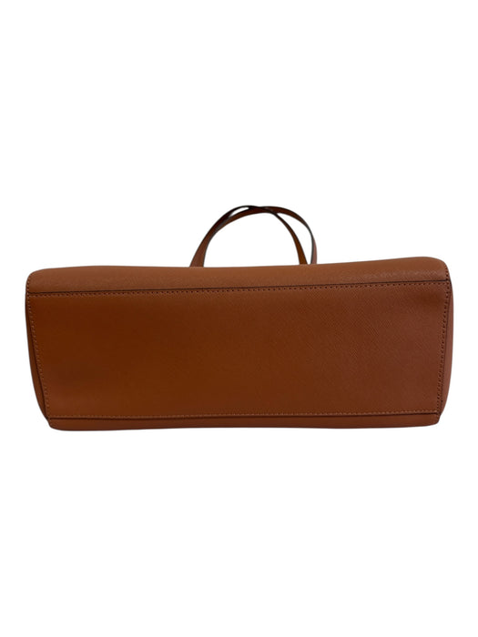 Tory Burch Brown Coated Leather Shoulder Straps Zip Pocket Bag Brown