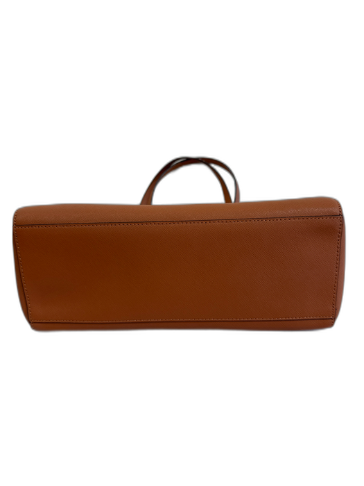 Tory Burch Brown Coated Leather Shoulder Straps Zip Pocket Bag Brown