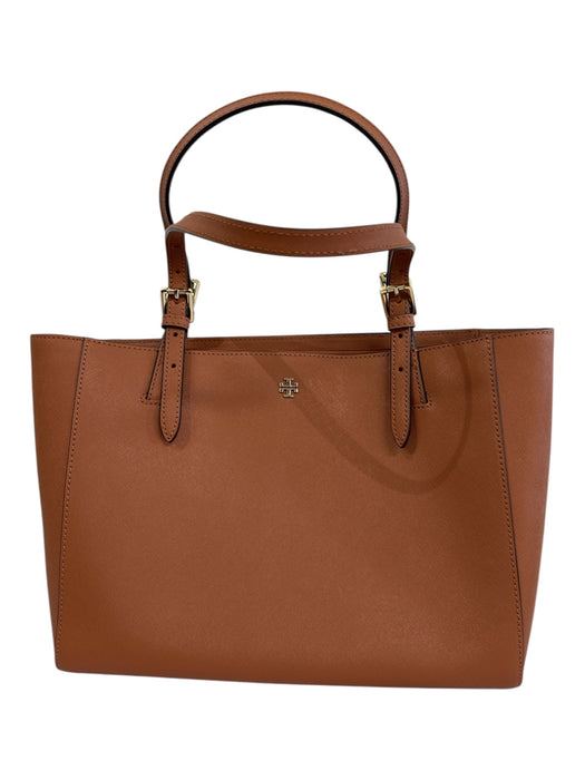 Tory Burch Brown Coated Leather Shoulder Straps Zip Pocket Bag Brown