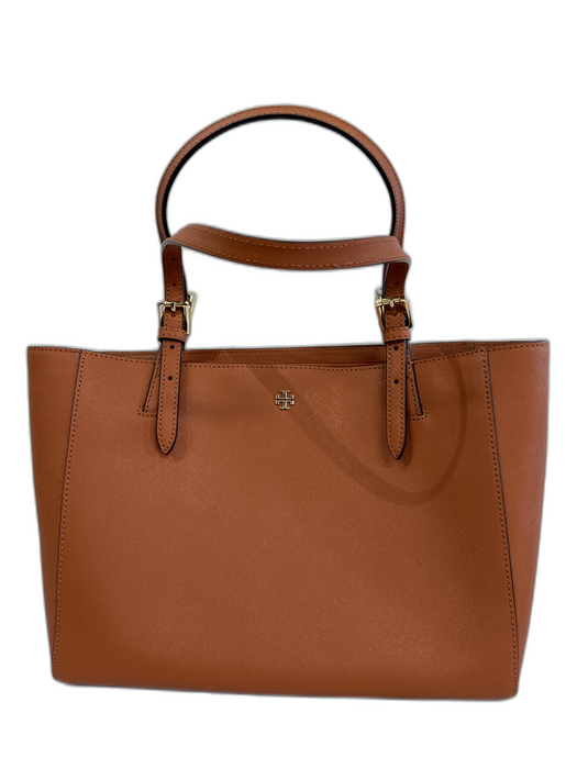 Tory Burch Brown Coated Leather Shoulder Straps Zip Pocket Bag Brown