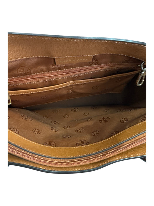 Tory Burch Brown Coated Leather Shoulder Straps Zip Pocket Bag Brown