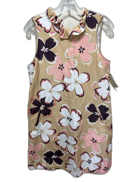 Tyler Boe Size Small Beige & Pink Print Cotton Blend Floral Sleeveless Dress Beige & Pink Print / Small
