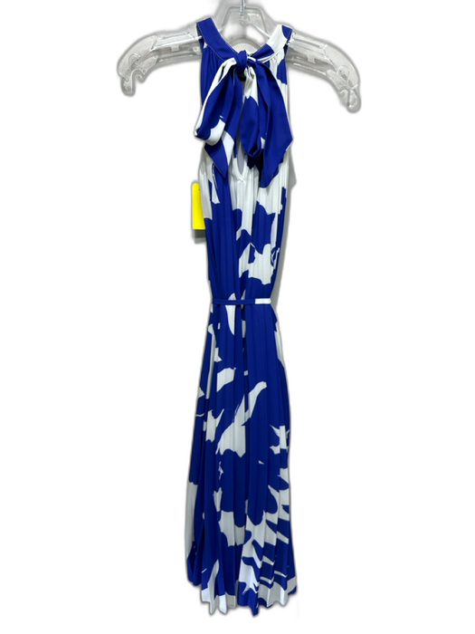 Crosby Size Small Royal Purple & White Accordian Abstract Midi Dress Royal Purple & White / Small